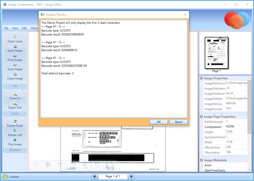 Phần mềm quét mã vạch BarCode By Image Components