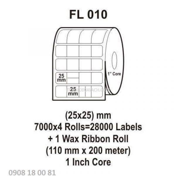 Giấy in mã vạch Fasson 25x25mm