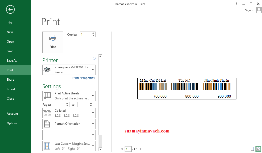 Cách in mã vạch bằng excel đơn giản nhất