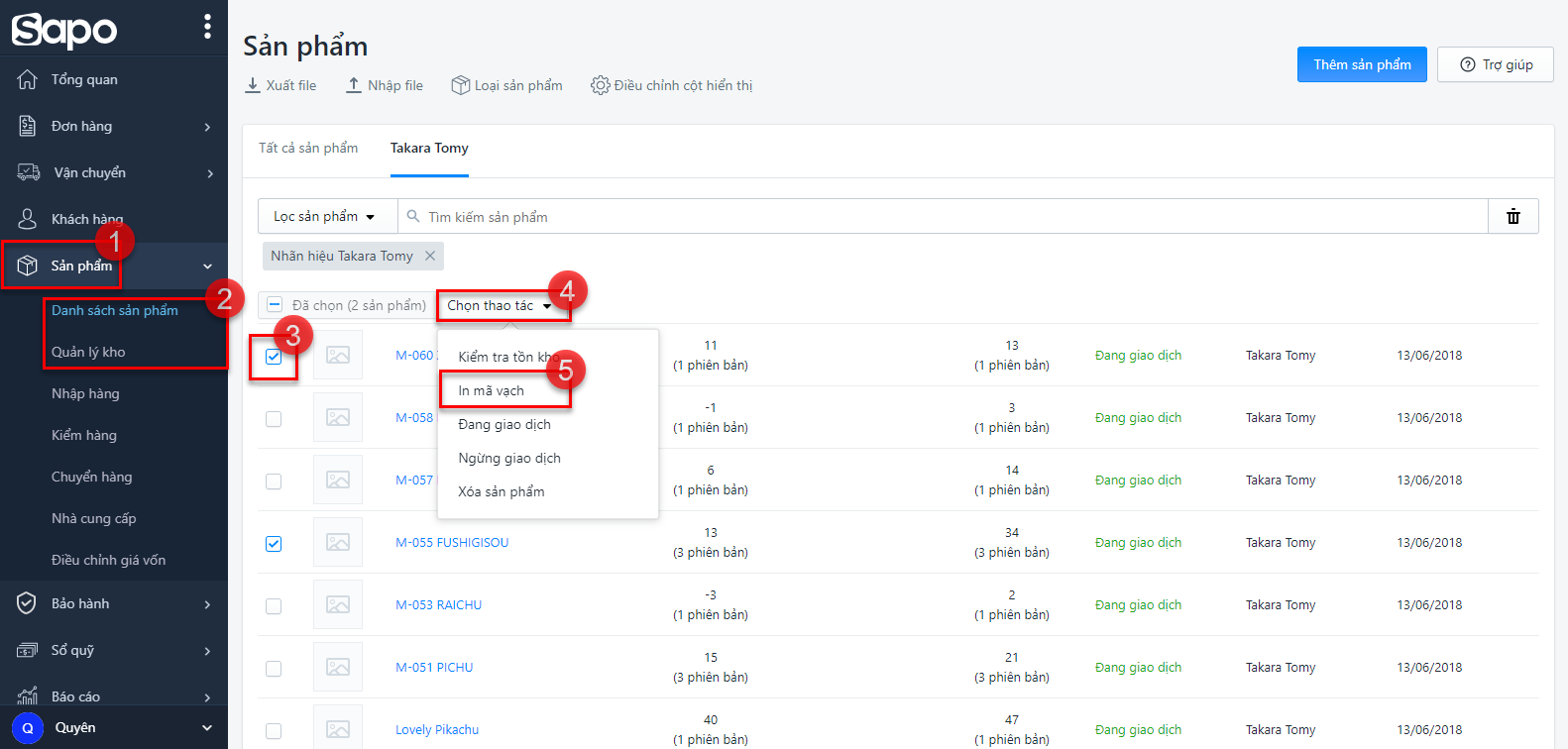 Hướng dẫn in mã vạch Sapo trên các sản phẩm