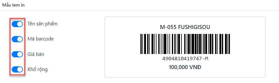 Hướng dẫn in mã vạch Sapo trên các sản phẩm
