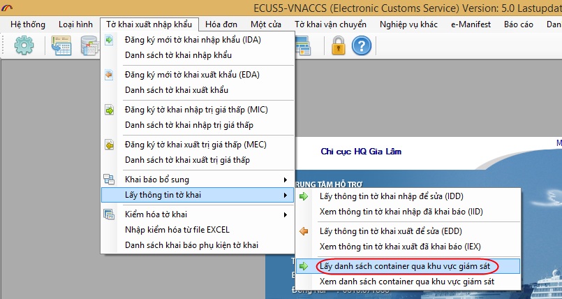 Hướng dẫn in mã vạch container lấy Container Barcode từ hải quan