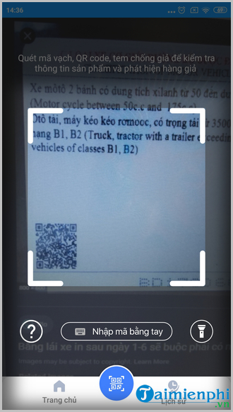 Cách quét mã vạch bằng lái xe kiểm tra thông tin chính xác