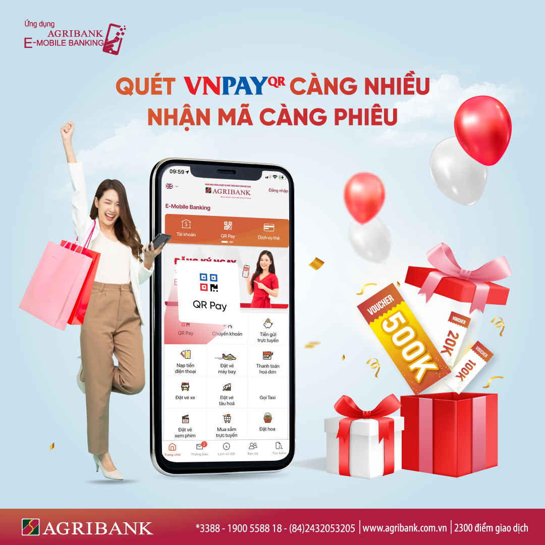 Nhận ngay mã giảm giá QR Pay Agribank 500K - Cơ hội có 1-0-2